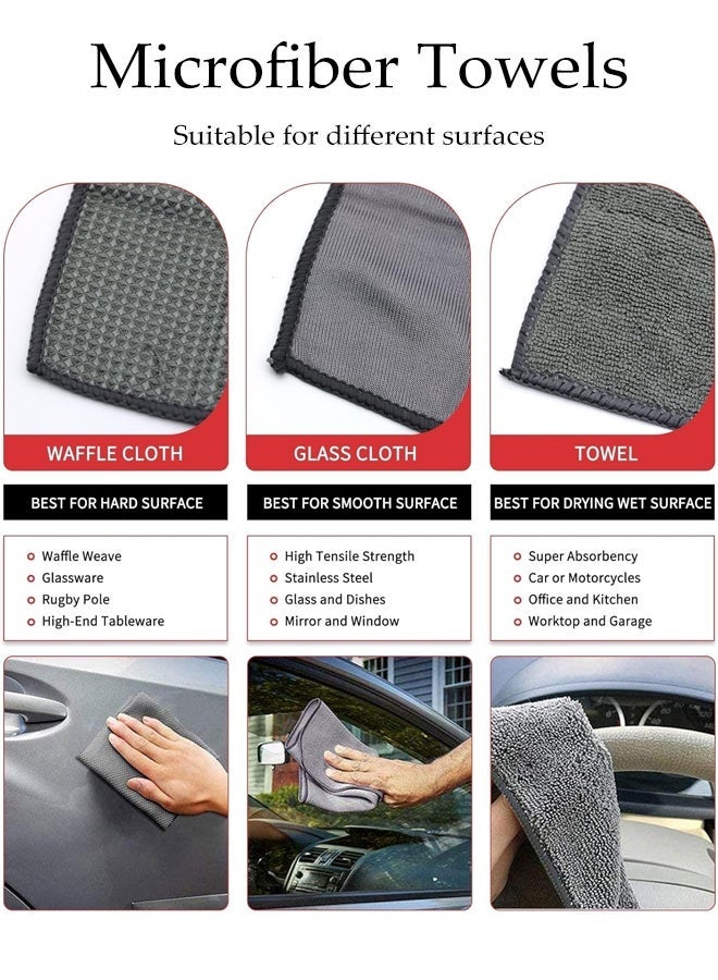 DUNISO 9Pcs Car Wash Cleaning Kit, Car Wash Detailing Including Wash Mitt Wax Applicator Pad, Tire Brush, Sponge Microfiber Cleaning Cloths, Glass Cleaning Cloth, Car Cleaning Tools Kit for Interior, Exterior, Wheels - Image 3